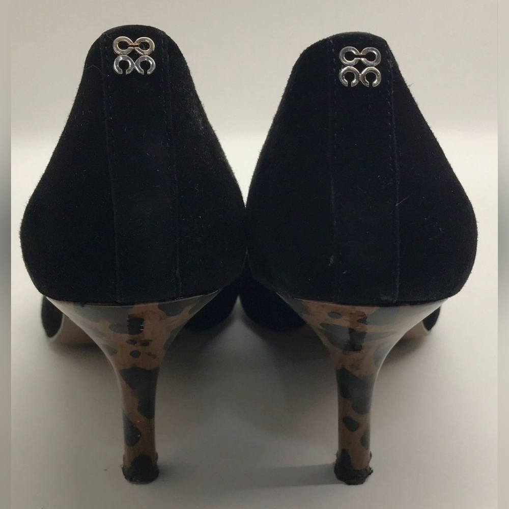 Coach Designer Zoee Suede Black ANIMAL Print Pump Heels Size 9B - Picture 7 of 9